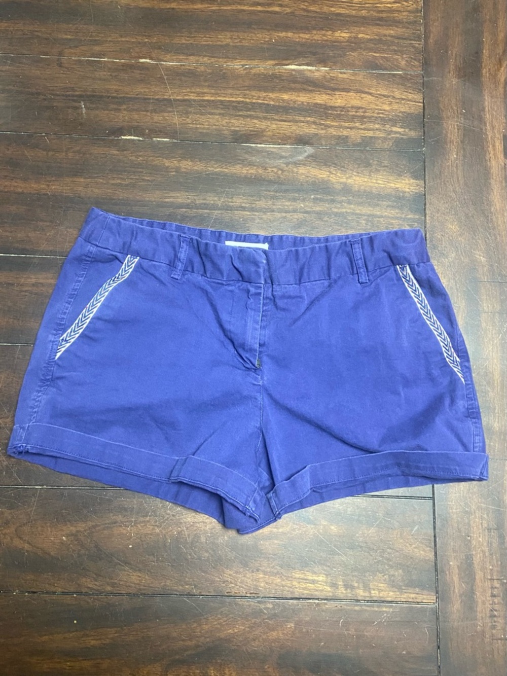 Womens Size 8 Shorts Artisan NY Blue Cotton Detailed Cute Pockets Hot Pants